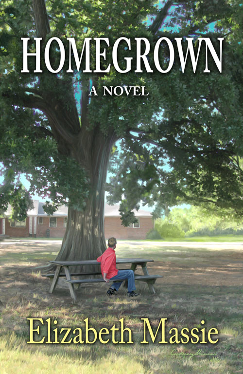 This is the front section of a wraparound cover for Elizabeth Massie's "Homegrown" a wonderful mainstream "coming of age" novel. The location is an actual children's home here in Virginia.